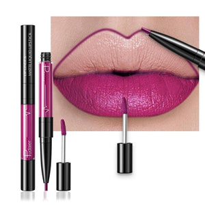2 in 1 Lip Liner Lipstick Set Easy to Wear Makeup Red Nude