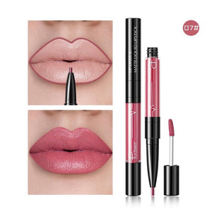 2 in 1 Lip Liner Lipstick Set Easy to Wear Makeup Red Nude